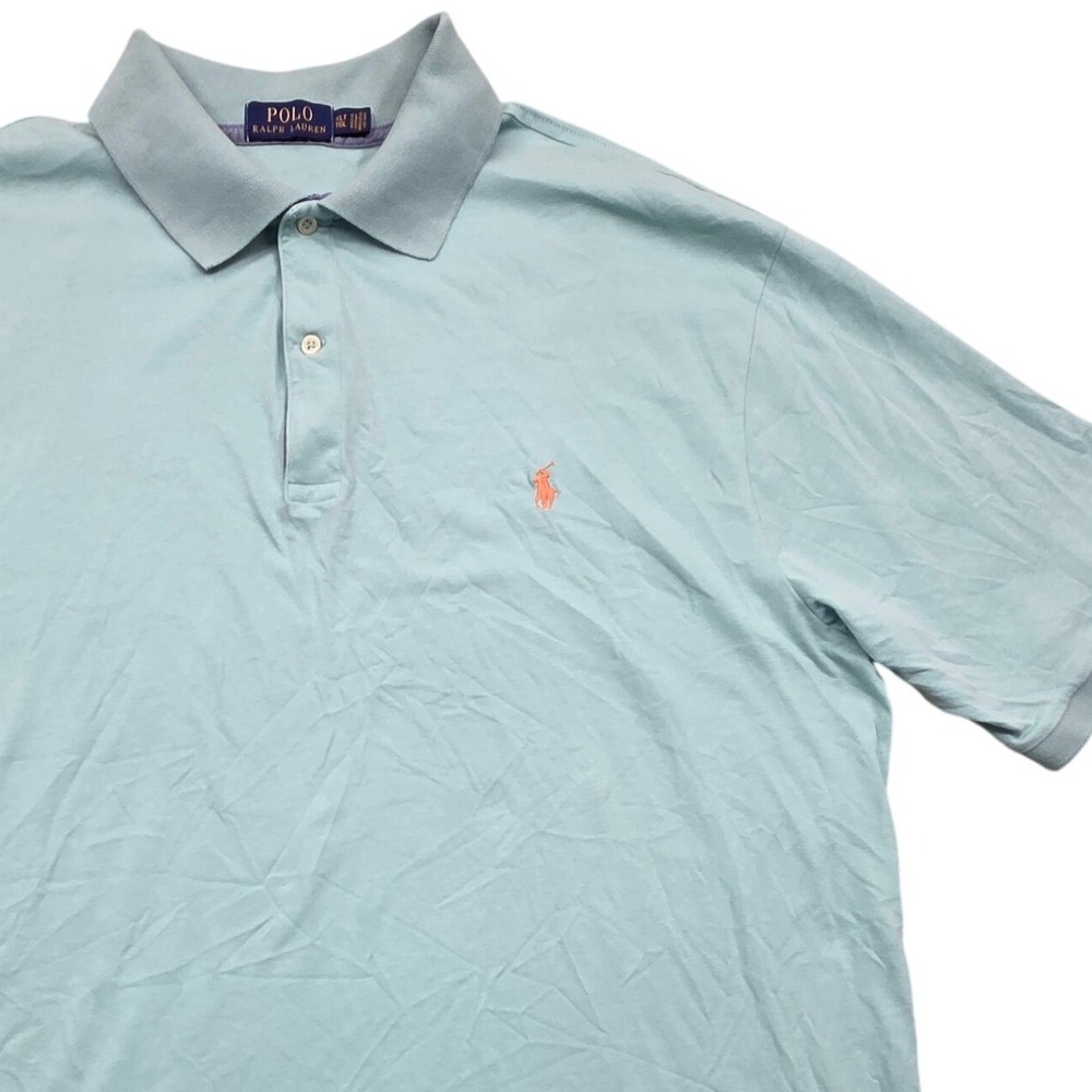 Polo Ralph Lauren Short Sleeve Polo Shirt Cotton Pony Light Blue Mens XLT Tall